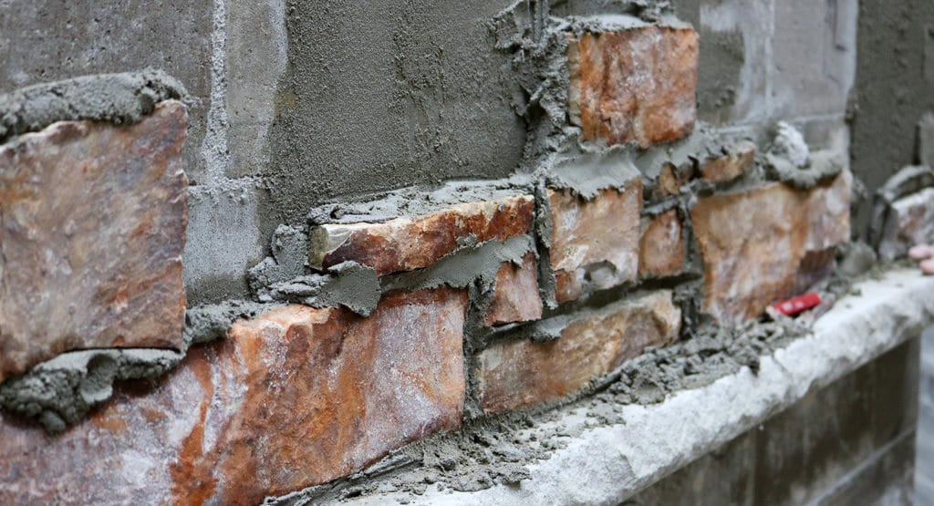 how to install veneer - thumbprint hard masonry mortar with real stone veneer