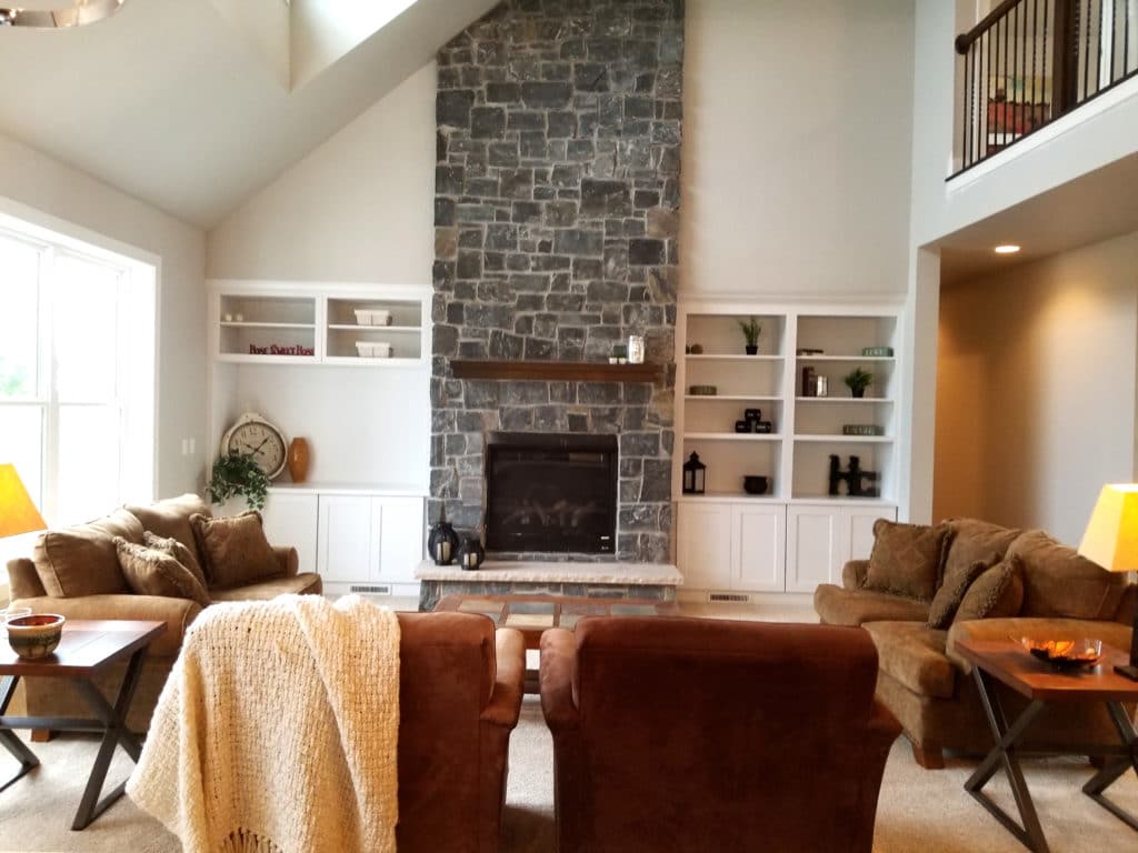Black Frost Castle Rock natural stone veneer residential stone gallery fireplace project photo