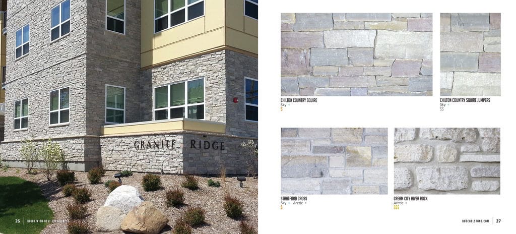 Buechel Stone Product Swatches Side-by-Side with Project Photo