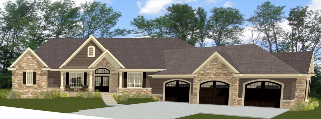 Veneer Stone Home - Chief Architect Rendering with Chilton Stone - Buechel Stone Chilton Rustic No Reds