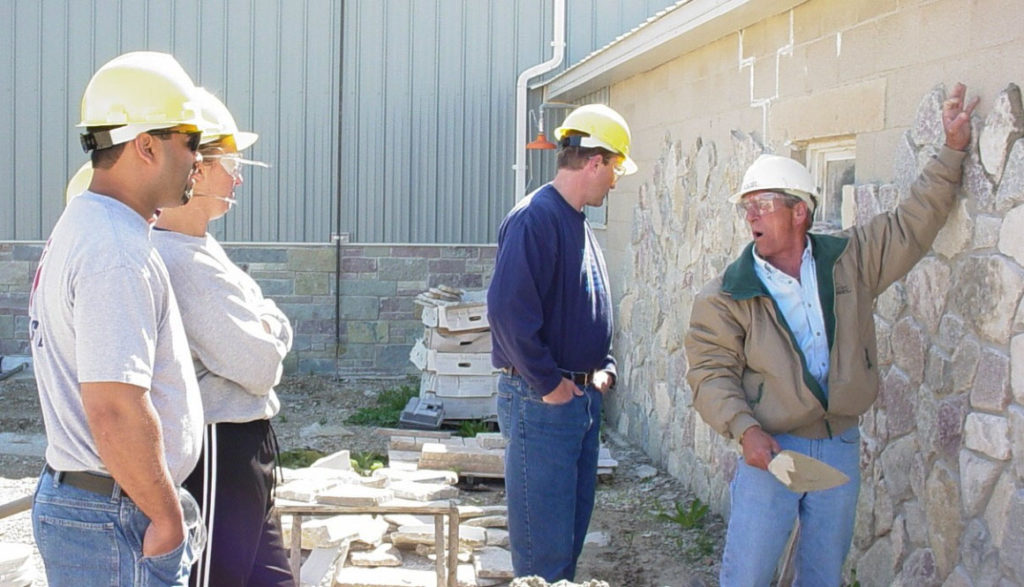 Thin Stone Veneer Masonry Training with Mason Dick Kaiser at Rock College - Circa 2004