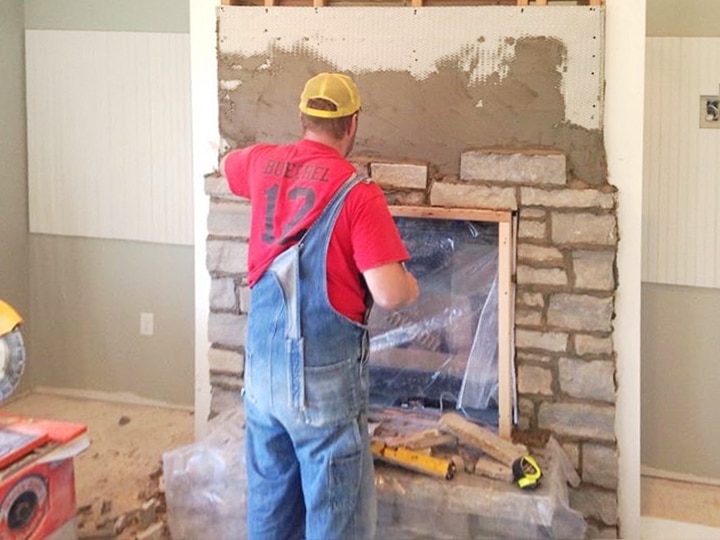 Mike Buechel stone masonry for fireplace stone veneer.